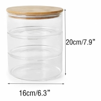 Set de 3 recipiente de sticla pentru alimente stivuibile, inchise ermetic, 20 x 16 cm, Vivo, GPZ16